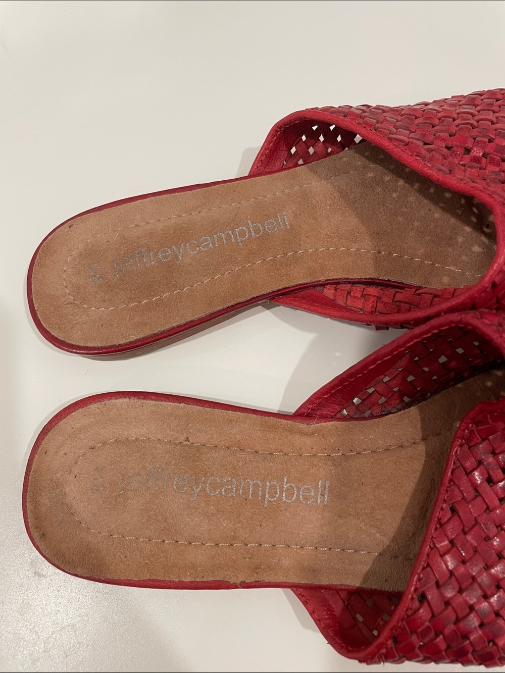 Jeffrey Campbell Red Woven Leather Mule Flats - Picture 3 of 6